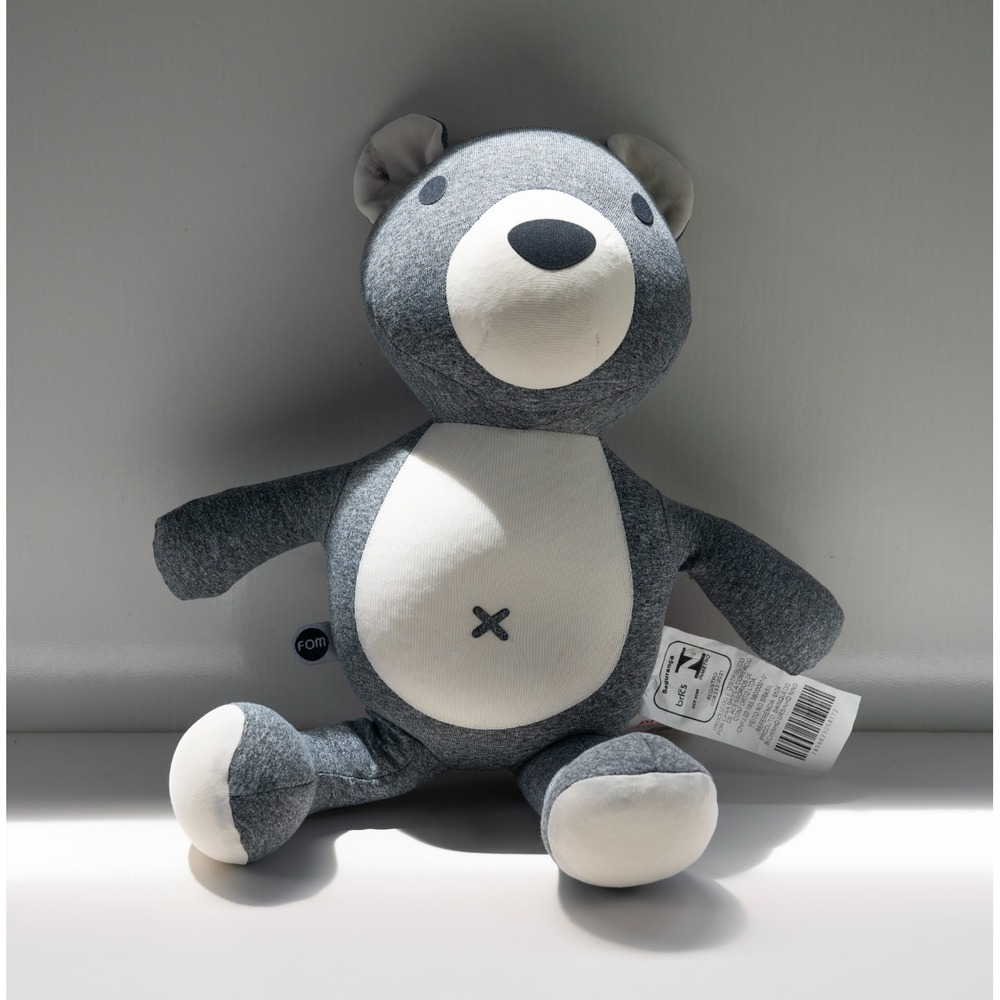 FOM Buchinho Stuffed Bear Kids Toy Gray White NEW Plush Animal Minimalist